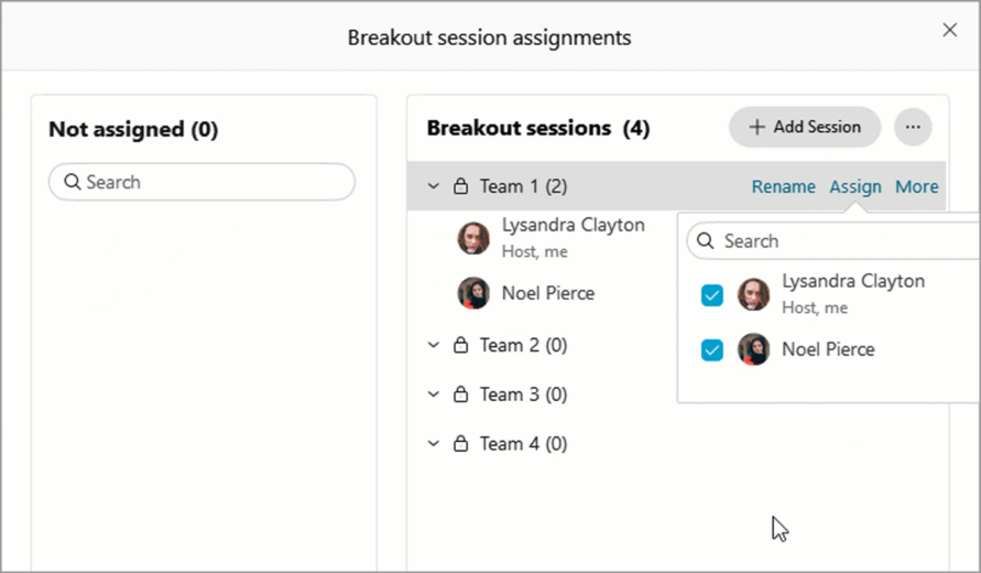 Breakout session assignments