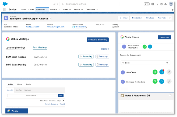 The Webex App for Salesforce