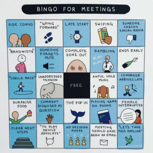 Asynchronous Communication Bingo For Online Meetings