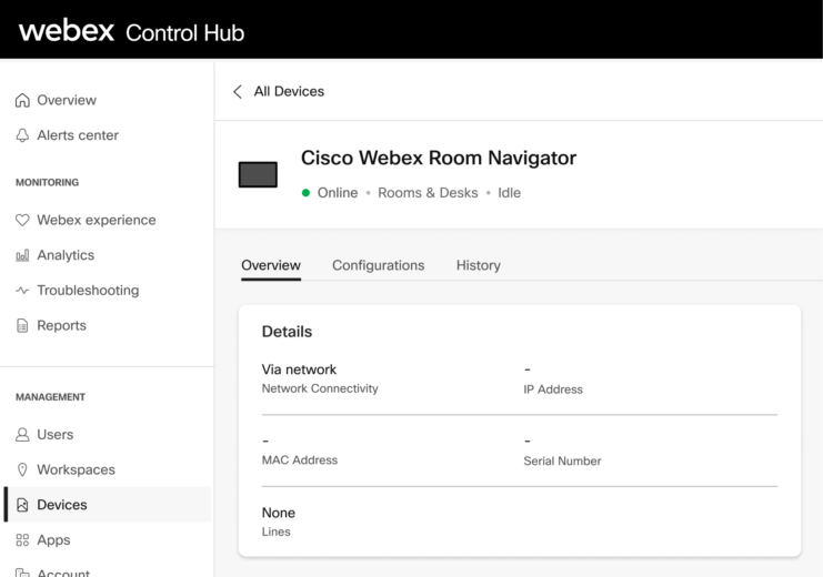 Cisco’s Webex Control Hub Device Management Overview For Webex Room Navigator 