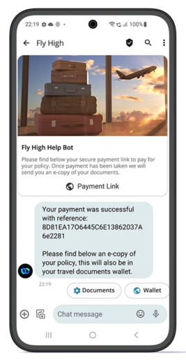 Iphone avec confirmation automatique de paiement de Webex Connect