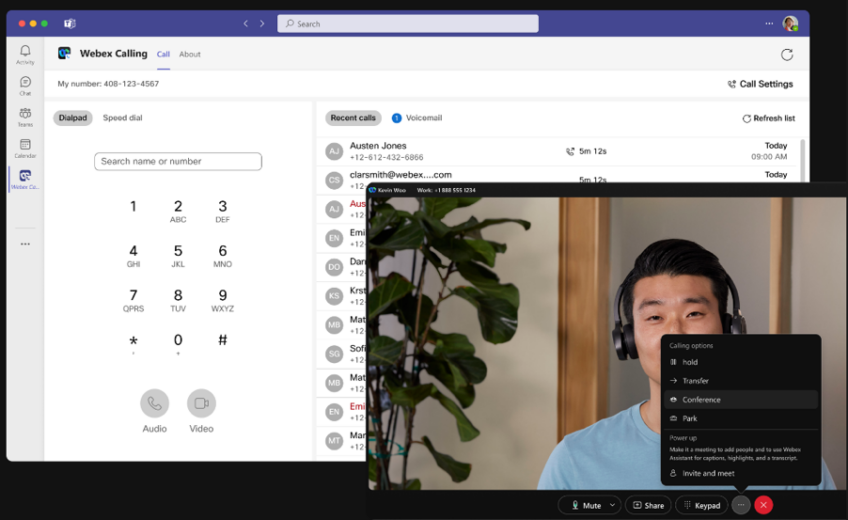 Webex Screen With Conference Button In Calling Option