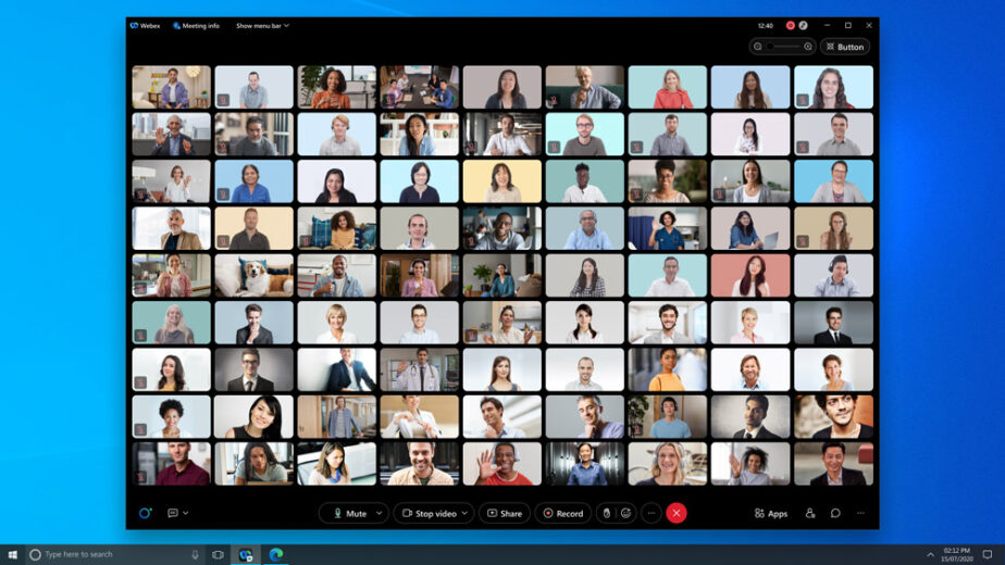 Webex Call With 81 People In A 9x9 Grid
