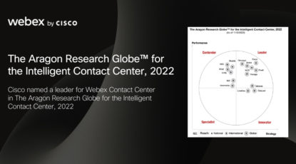 Webex named a leader in the Aragon Globe™ for Intelligent Contact Centers, 2022