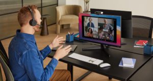 Man Talking During Meeting, Using Webex's Best Collaboration Tools, Perfect For Hybrid Teams