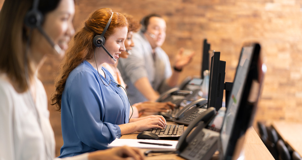 IT Group At Contact Center Answering Calls Feature