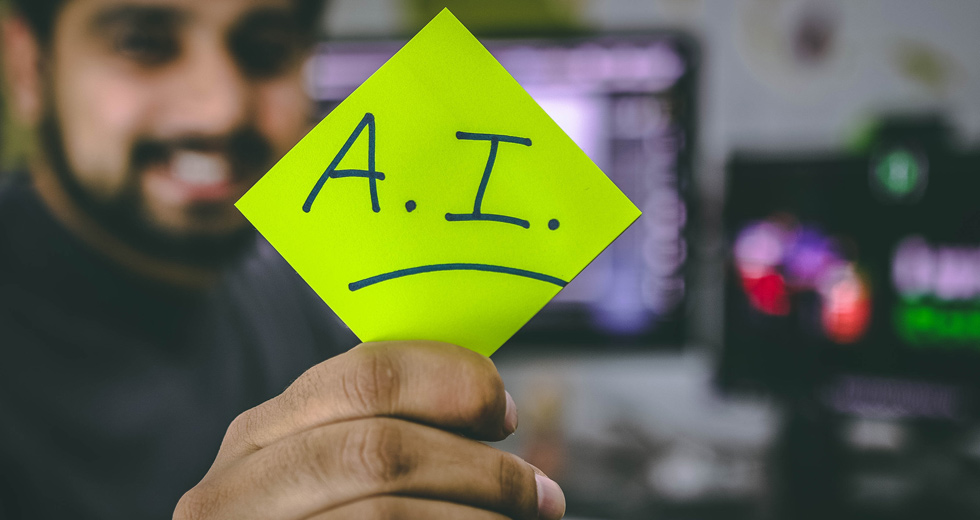Artificial Intelligence CPaaS Engineer Holding Up A Sticky Note With "A.I." Written On It | Feature