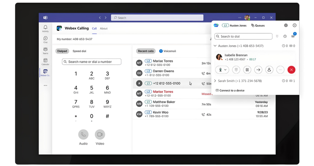 Webex Calling For Microsoft Teams User Interface