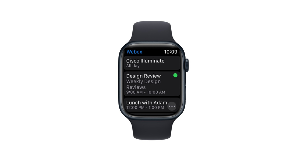 Webex カレンダーアプリを表示 している Apple Watch