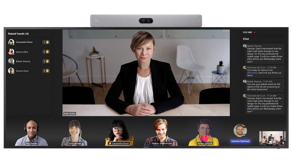 Webex Meetings On Cisco Room Bar With Raise Hand Feature In Chat Bar